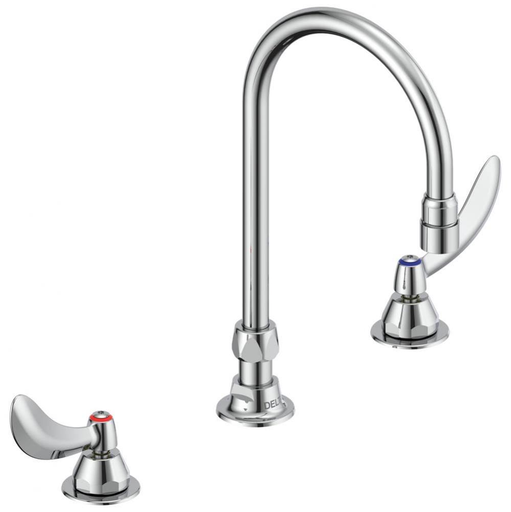 Commercial 23C6: Two Handle Widespread Bathroom Faucet with Gooseneck Spout - Less Pop-Up