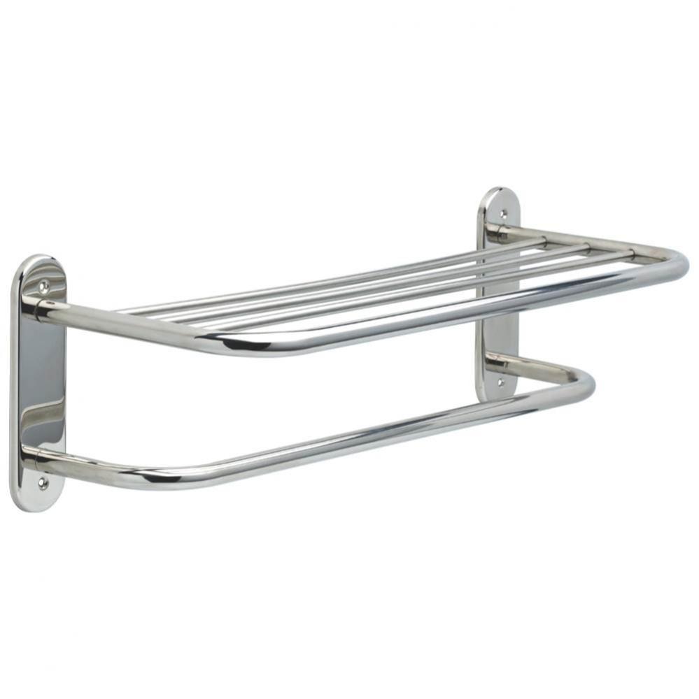 Commercial 24&apos;&apos; Metal Towel Shelf with One Bar, Exposed Mounting