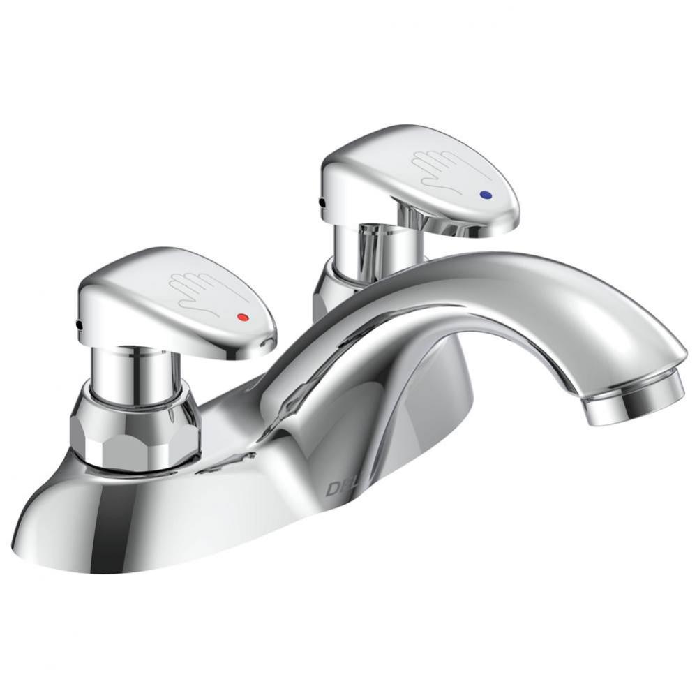 Commercial 86T: Two Handle Metering Slow-Close Bathroom Faucet