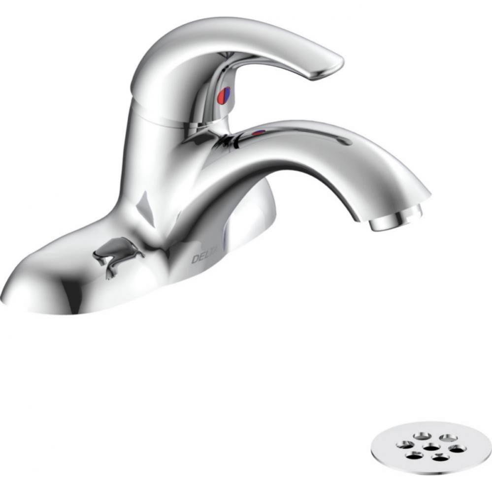 Commercial 22C: Single Handle Centerset Bathroom Faucet with Grid Strainer