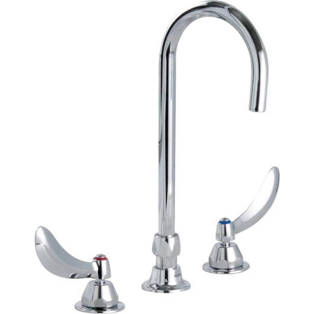 Commercial 23C6: Two Handle Widespread Bathroom Faucet with Gooseneck Spout - Less Pop-Up