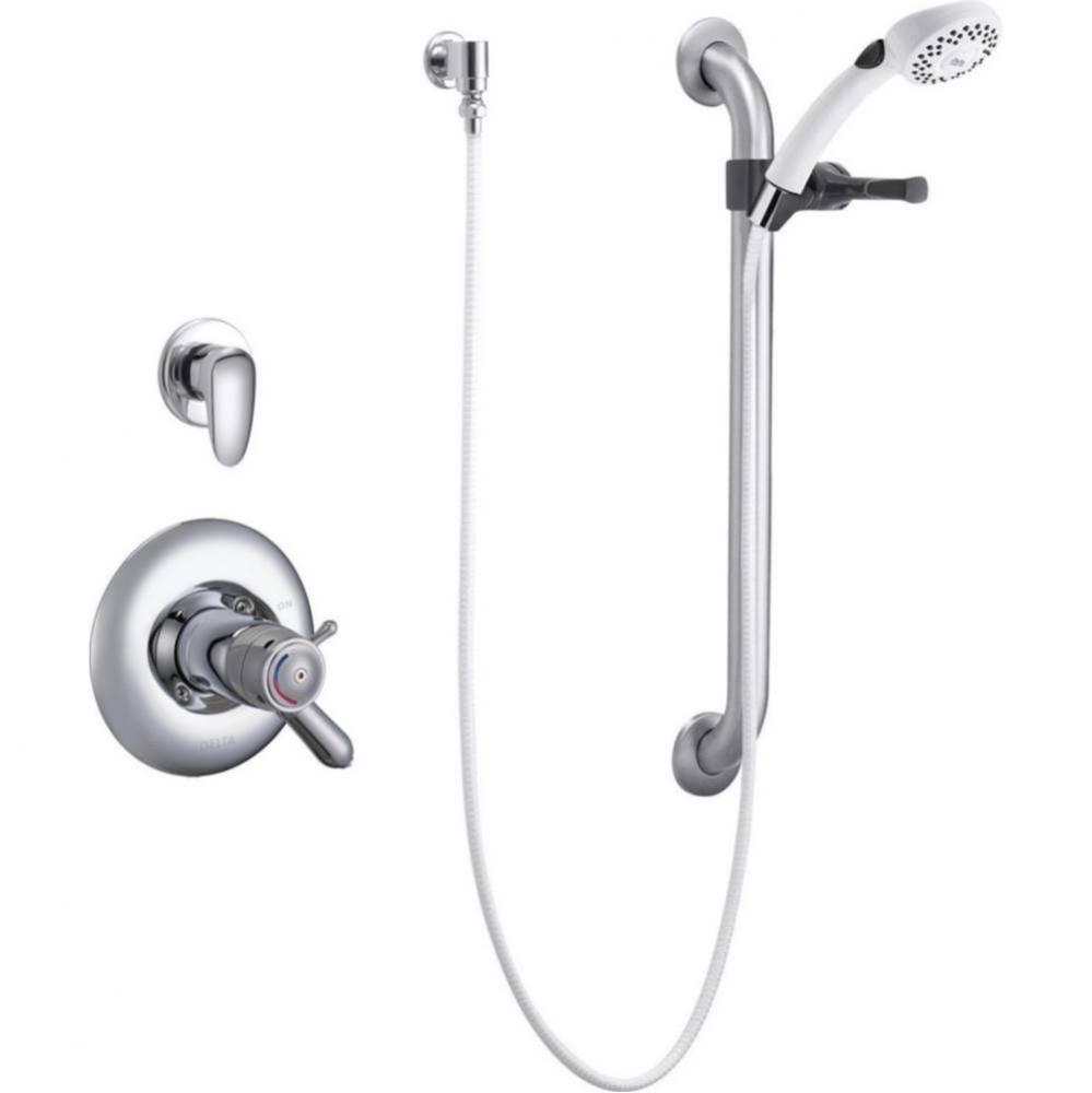 Commercial T17TH: Universal Dual Shower Trim, Diverter, Hand Shower, and Grab Bar