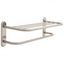 Delta Commercial 43224-SN - Commercial 24'' Brass Towel Shelf with Brass Step Style Beveled Flanges and One Bar, Con