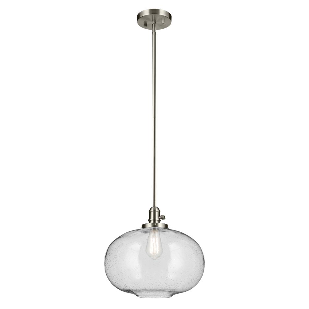 Avery 14&#34; 1-Light Globe Pendant with Clear Seeded Glass in Nickel