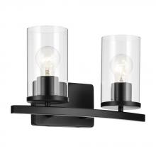 Kichler 45496BKCLR - Crosby 15.25" 2-Light Vanity Light with Clear Glass in Black