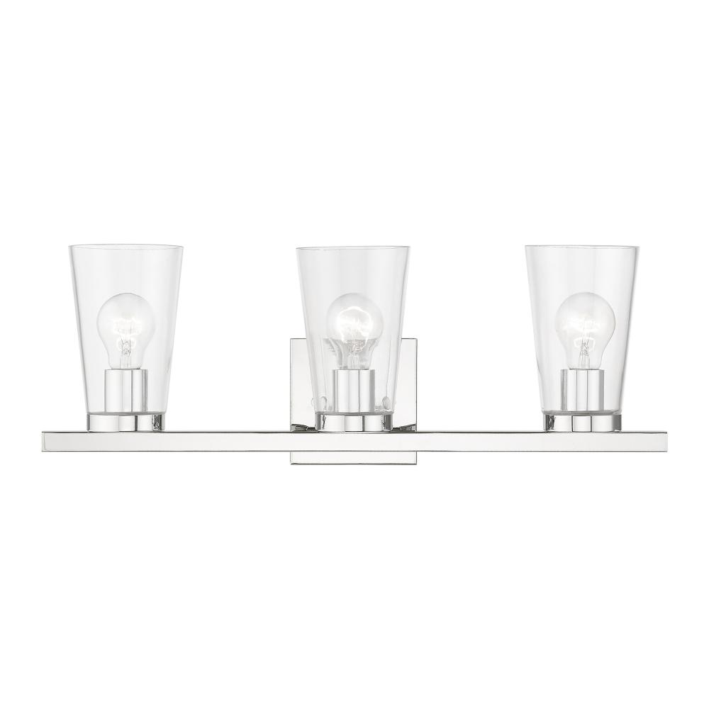 3 Light Polished Chrome Vanity Sconce