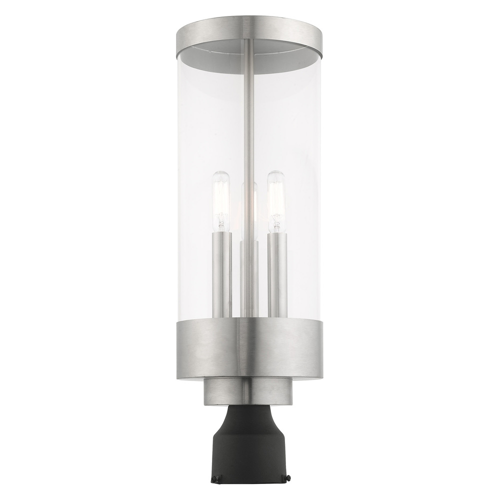 3 Lt Brushed Nickel Outdoor Post Top Lantern