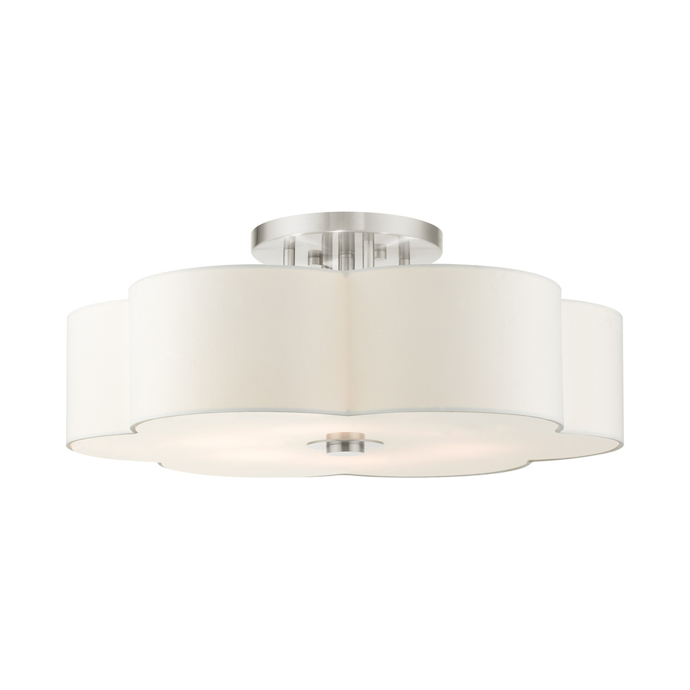 6 Lt Brushed Nickel Semi Flush