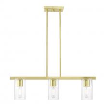 Livex Lighting 49273-12 - 3 Light Satin Brass Linear Chandelier