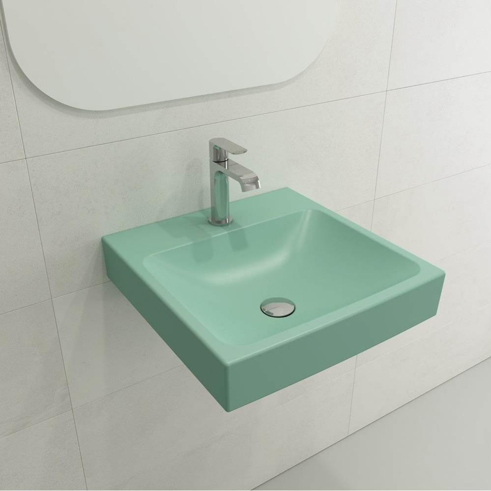 Scala Arch Wall-Mounted Sink Fireclay 19 in. 1-Hole in Matte Mint Green