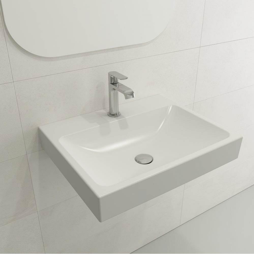 Scala Arch Wall-Mounted Sink Fireclay 23.75 in. 1-Hole in Matte White