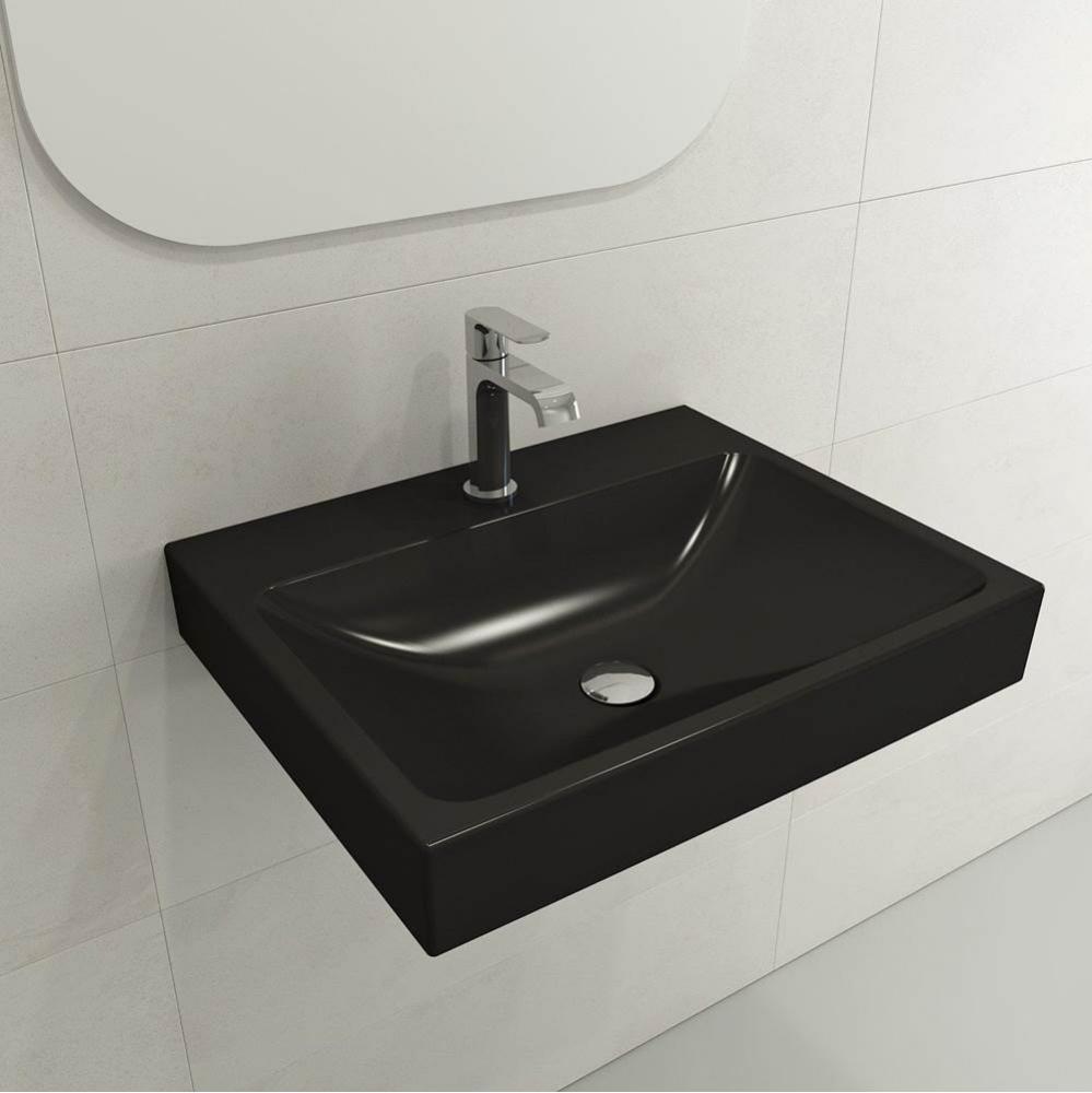 Scala Arch Wall-Mounted Sink Fireclay 23.75 in. 1-Hole in Matte Black