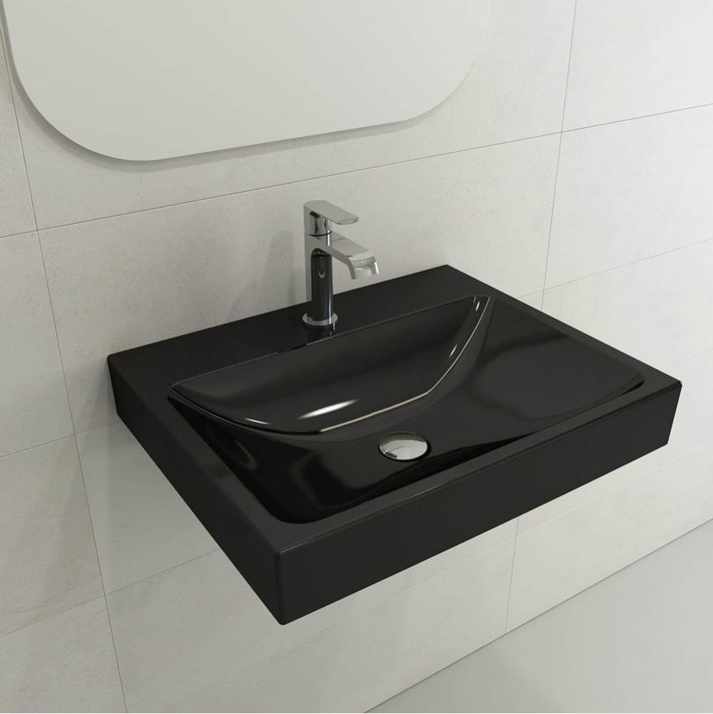 Scala Arch Wall-Mounted Sink Fireclay 23.75 in. 1-Hole in Black