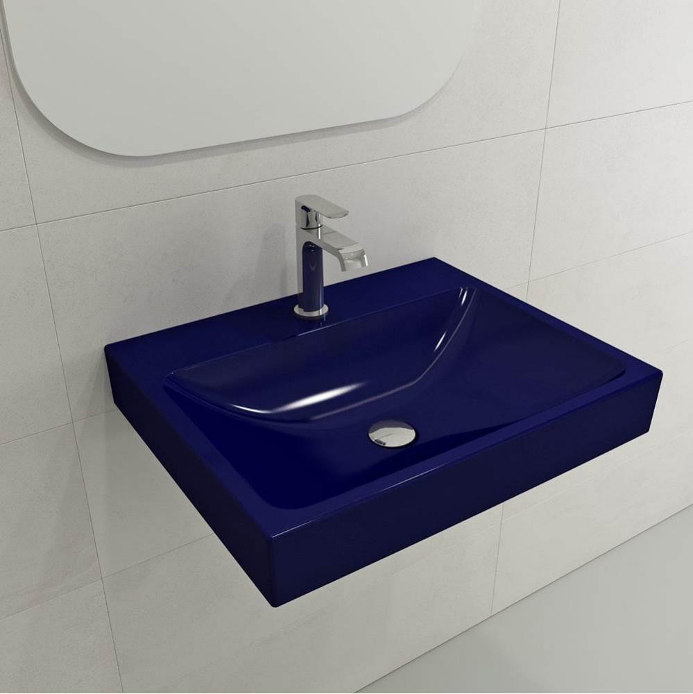 Scala Arch Wall-Mounted Sink Fireclay 23.75 in. 1-Hole in Sapphire Blue