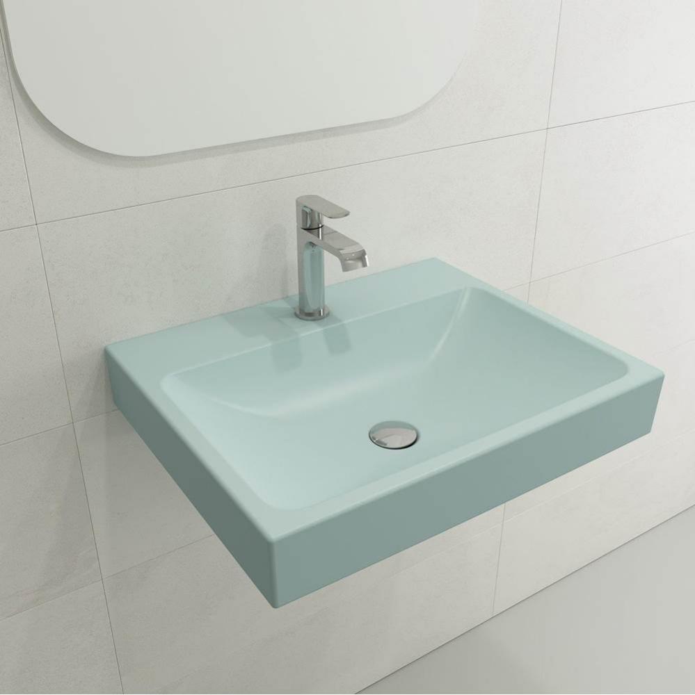 Scala Arch Wall-Mounted Sink Fireclay 23.75 in. 1-Hole in Matte Ice Blue