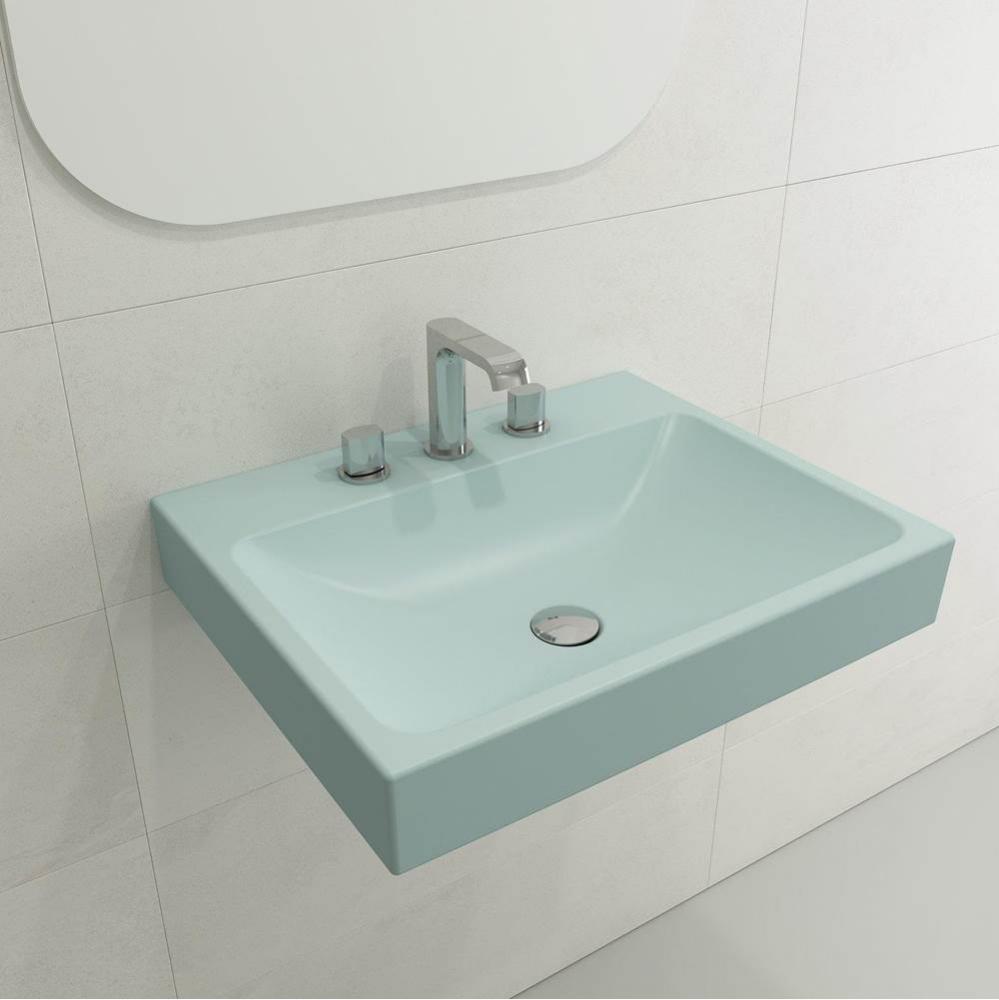 Scala Arch Wall-Mounted Sink Fireclay 23.75 in. 3-Hole in Matte Ice Blue