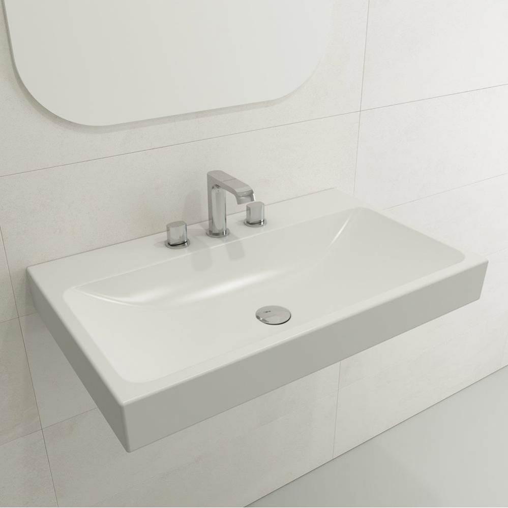 Scala Arch Wall-Mounted Sink Fireclay 32 in. 3-Hole in Matte White