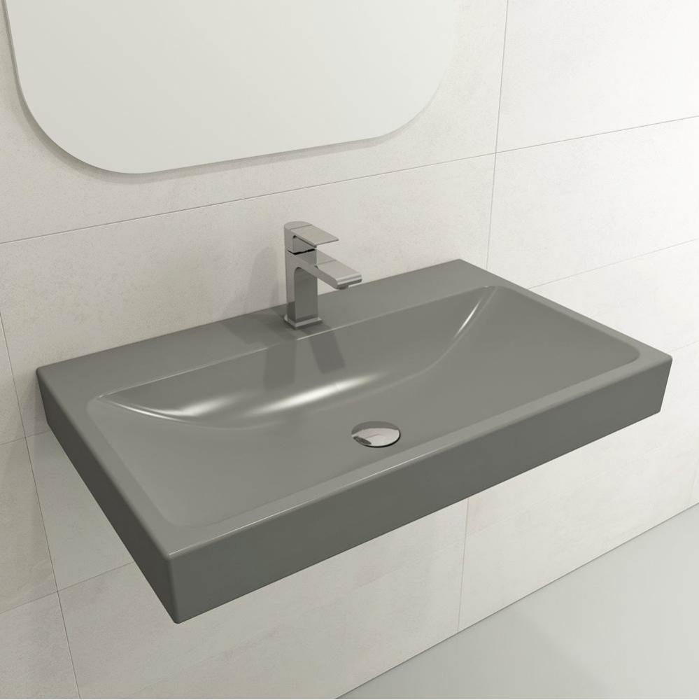 Scala Arch Wall-Mounted Sink Fireclay 32 in. 1-Hole in Matte Gray