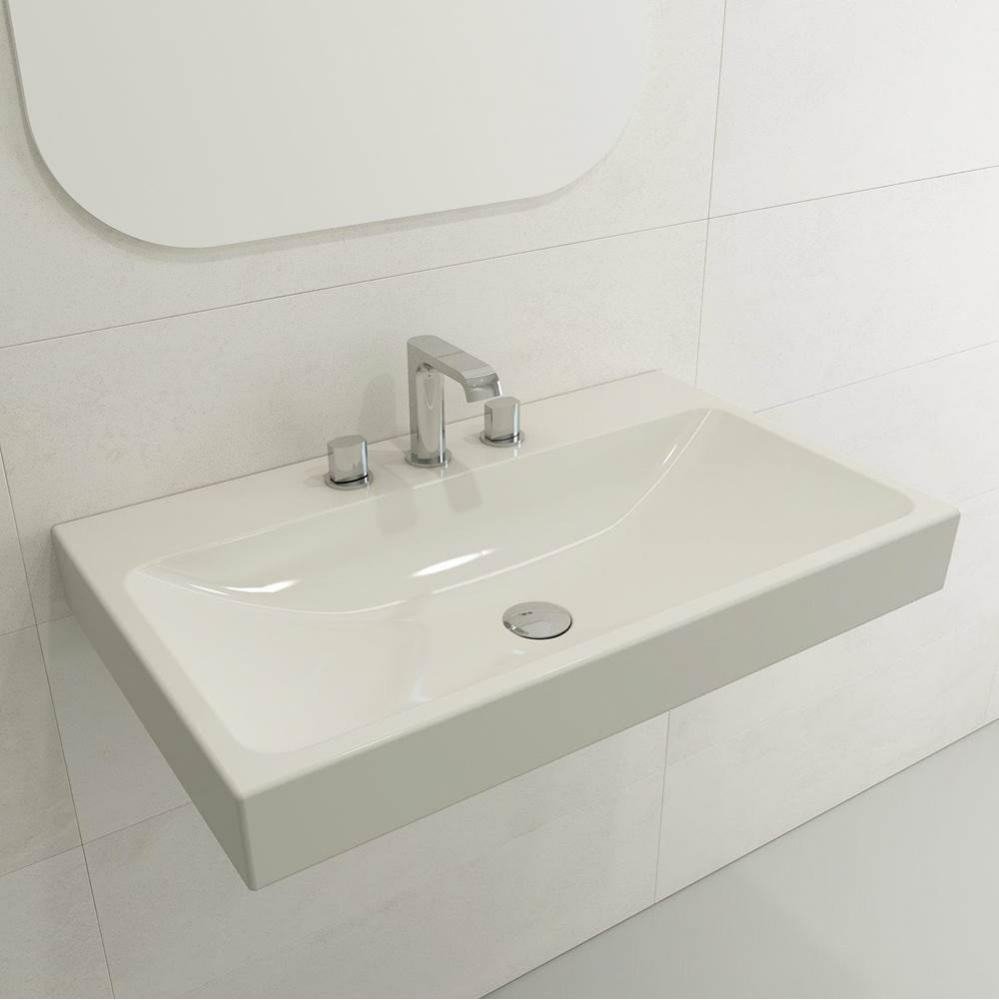 Scala Arch Wall-Mounted Sink Fireclay 32 in. 3-Hole in Biscuit