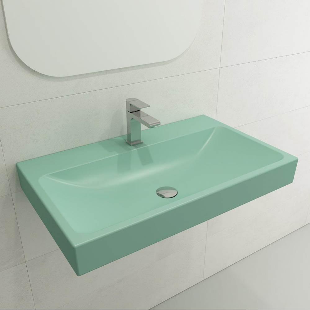 Scala Arch Wall-Mounted Sink Fireclay 32 in. 1-Hole in Matte Mint Green