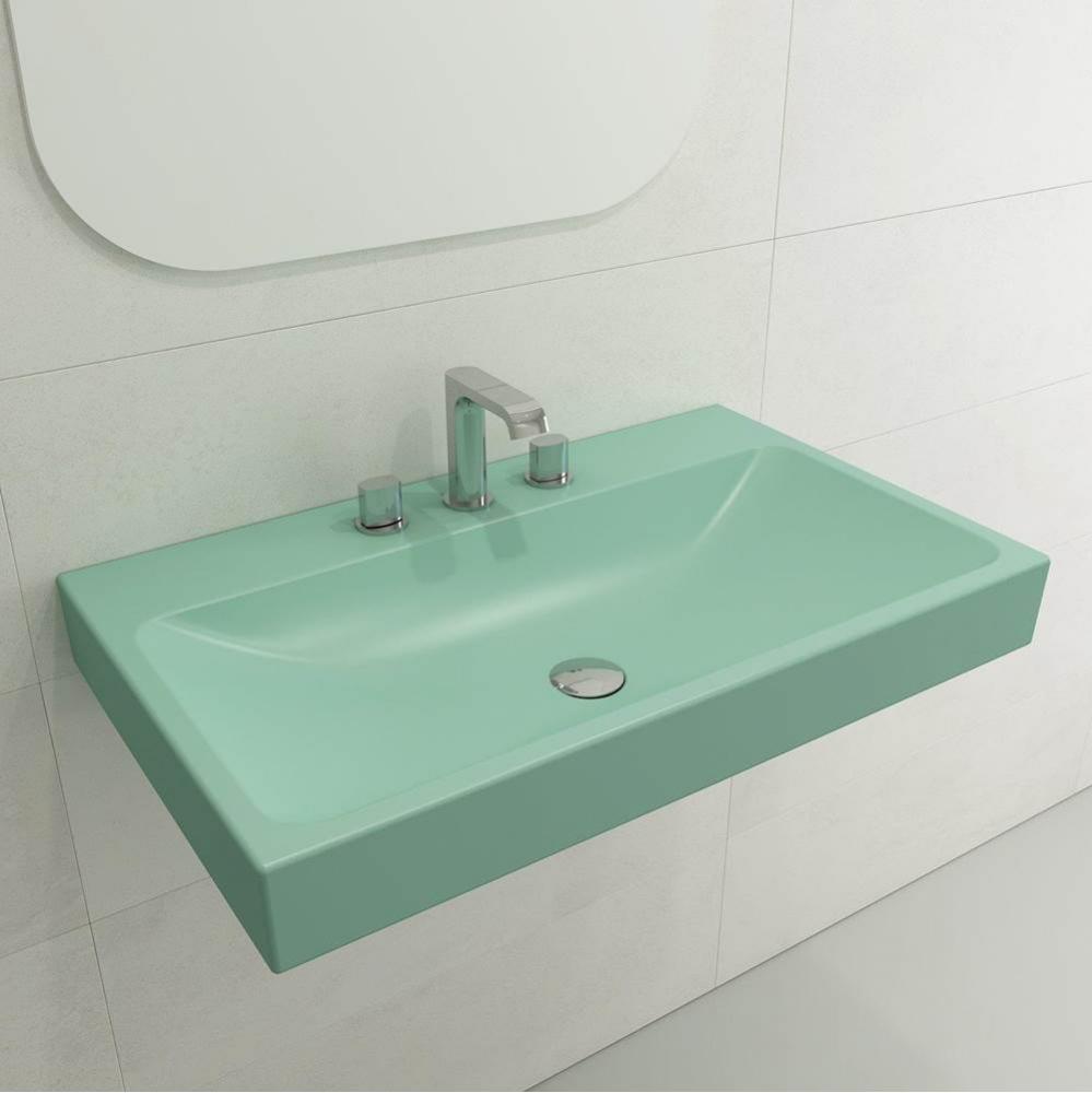 Scala Arch Wall-Mounted Sink Fireclay 32 in. 3-Hole in Matte Mint Green