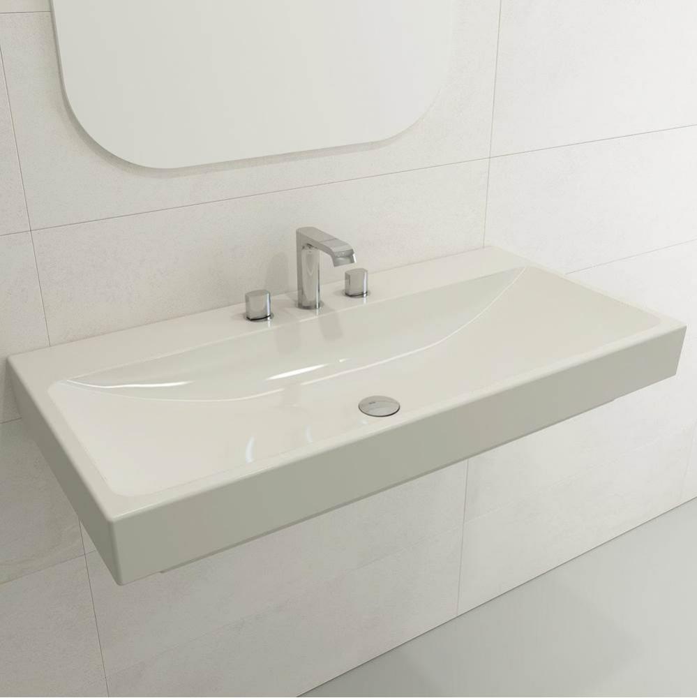 Scala Arch Wall-Mounted Sink Fireclay 39.75 in. 3-Hole in Biscuit