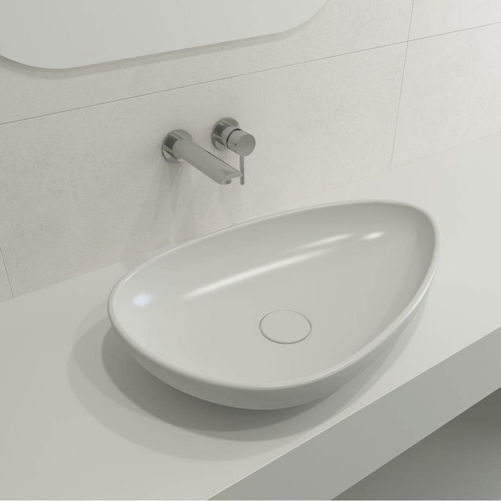 Etna Vessel Fireclay 23.25 in. with Matching Drain Cover in Matte White