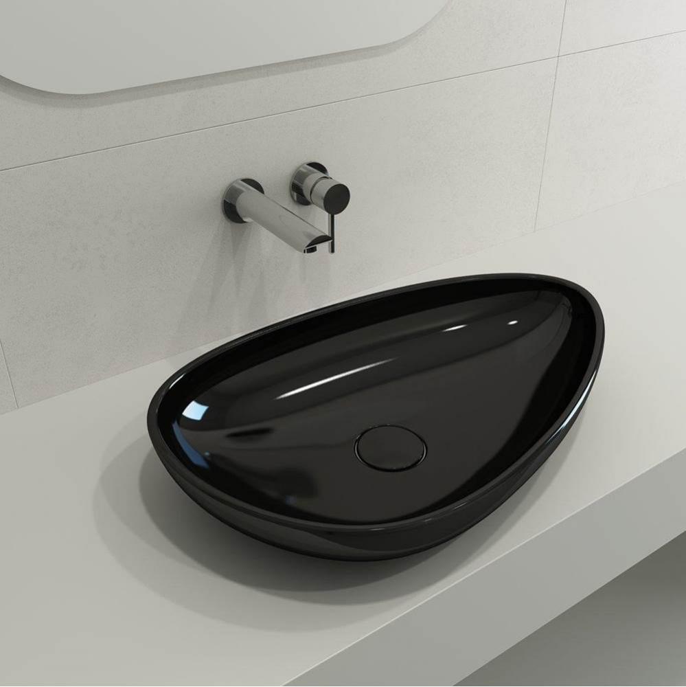 Etna Vessel Fireclay 23.25 in. with Matching Drain Cover in Black