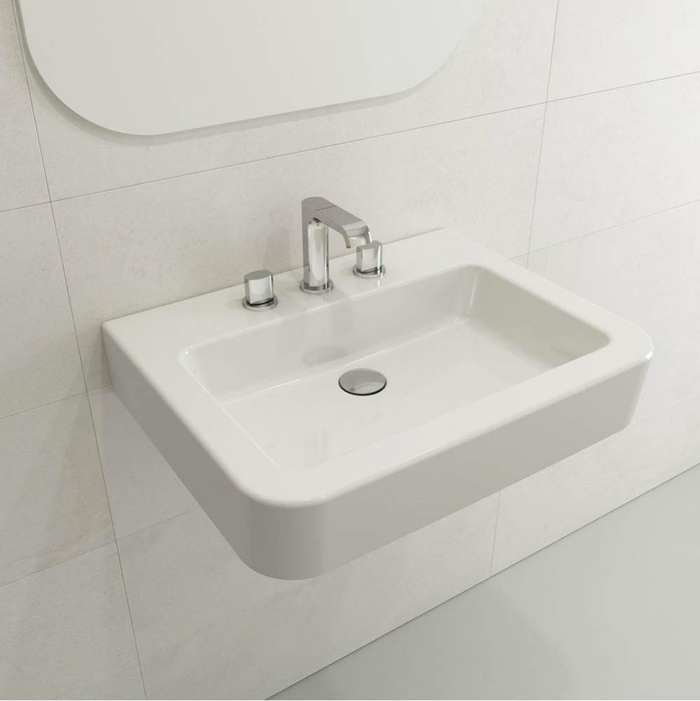 Parma Wall-Mounted Sink Fireclay 25.5 in. 3-Hole with Overflow in White