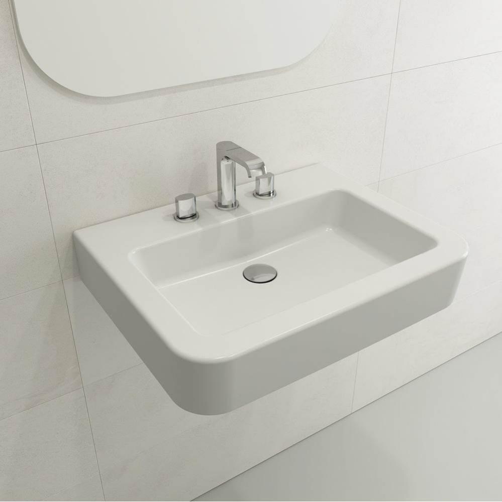 Parma Wall-Mounted Sink Fireclay 25.5 in. 3-Hole with Overflow in Matte White