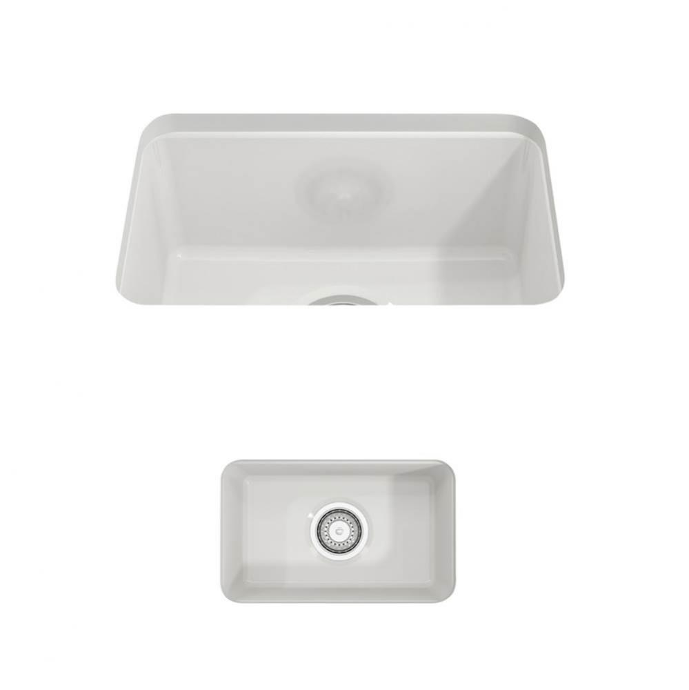 Sotto Dual-mount Fireclay 12 in. Single Bowl Bar Sink with Strainer in White