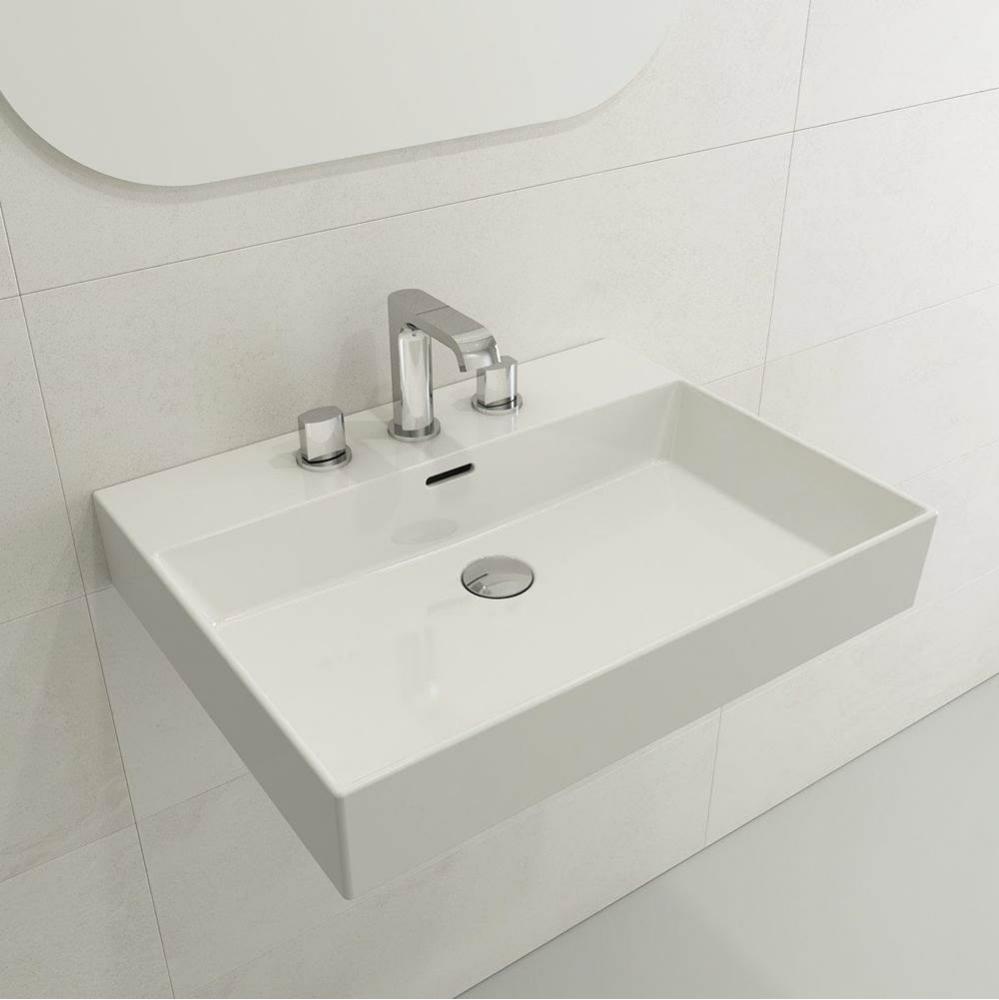 Milano Wall-Mounted Sink Fireclay 24 in. 3-Hole with Overflow in White