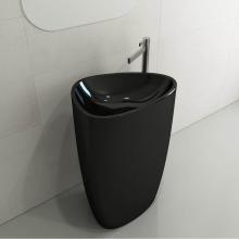 BOCCHI 1075-005-0125 - Etna Monoblock Pedestal Sink Fireclay 33.75 in. with Matching Drain Cover in Black