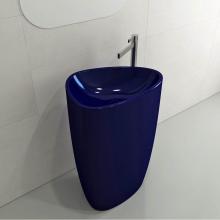 BOCCHI 1075-010-0125 - Etna Monoblock Pedestal Sink Fireclay 33.75 in. with Matching Drain Cover in Sapphire Blue