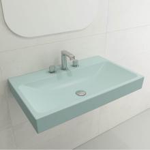 BOCCHI 1078-029-0127 - Scala Arch Wall-Mounted Sink Fireclay 32 in. 3-Hole in Matte Ice Blue