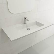 BOCCHI 1105-002-0126 - Ravenna Wall-Mounted Sink Fireclay 40.5 in. 1-Hole with Overflow in Matte White