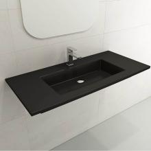 BOCCHI 1105-004-0126 - Ravenna Wall-Mounted Sink Fireclay 40.5 in. 1-Hole with Overflow in Matte Black