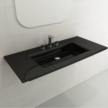 BOCCHI 1105-005-0127 - Ravenna Wall-Mounted Sink Fireclay 40.5 in. 3-Hole with Overflow in Black