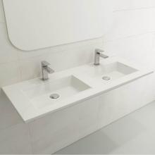 BOCCHI 1111-001-0132 - Ravenna Wall-Mounted Sink Fireclay 48 in. Double Bowl for Two 1-Hole Faucets with Overflows in Whi