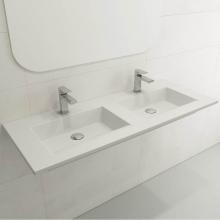 BOCCHI 1111-002-0132 - Ravenna Wall-Mounted Sink Fireclay 48 in. Double Bowl for Two 1-Hole Faucets with Overflows in Mat