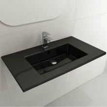 BOCCHI 1113-005-0127 - Ravenna Wall-Mounted Sink Fireclay 32.25 in. 3-Hole with Overflow in Black