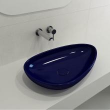 BOCCHI 1114-010-0125 - Etna Vessel Fireclay 23.25 in. with Matching Drain Cover in Sapphire Blue