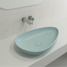 BOCCHI 1114-029-0125 - Etna Vessel Fireclay 23.25 in. with Matching Drain Cover in Matte Ice Blue