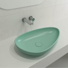 BOCCHI 1114-033-0125 - Etna Vessel Fireclay 23.25 in. with Matching Drain Cover in Matte Mint Green