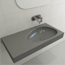 BOCCHI 1115-006-0125 - Etna Wall-Mounted Sink Fireclay 35.5 in. with Matching Drain Cover in Matte Gray