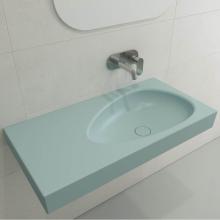 BOCCHI 1115-029-0125 - Etna Wall-Mounted Sink Fireclay 35.5 in. with Matching Drain Cover in Matte Ice Blue