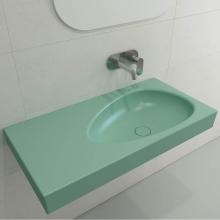 BOCCHI 1115-033-0125 - Etna Wall-Mounted Sink Fireclay 35.5 in. with Matching Drain Cover in Matte Mint Green