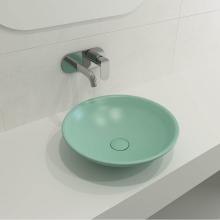 BOCCHI 1120-033-0125 - Venezia Vessel Fireclay 15.75 in. with Matching Drain Cover in Matte Mint Green