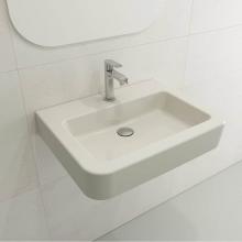 BOCCHI 1123-014-0126 - Parma Wall-Mounted Sink Fireclay 25.5 in. 1-Hole with Overflow in Biscuit