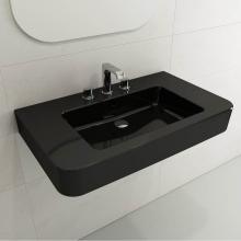 BOCCHI 1124-005-0127 - Parma Wall-Mounted Sink Fireclay 33.5 in. 3-Hole with Overflow in Black